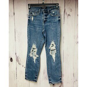 Judy Blue Jeans Women's 1/25 Boyfriend Fit Stretch Medium Wash Distressed